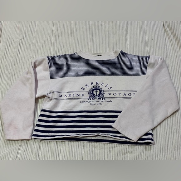 Express Tops - Vintage cropped express jeans sweatshirt, small red stain on sleeve seen in pics